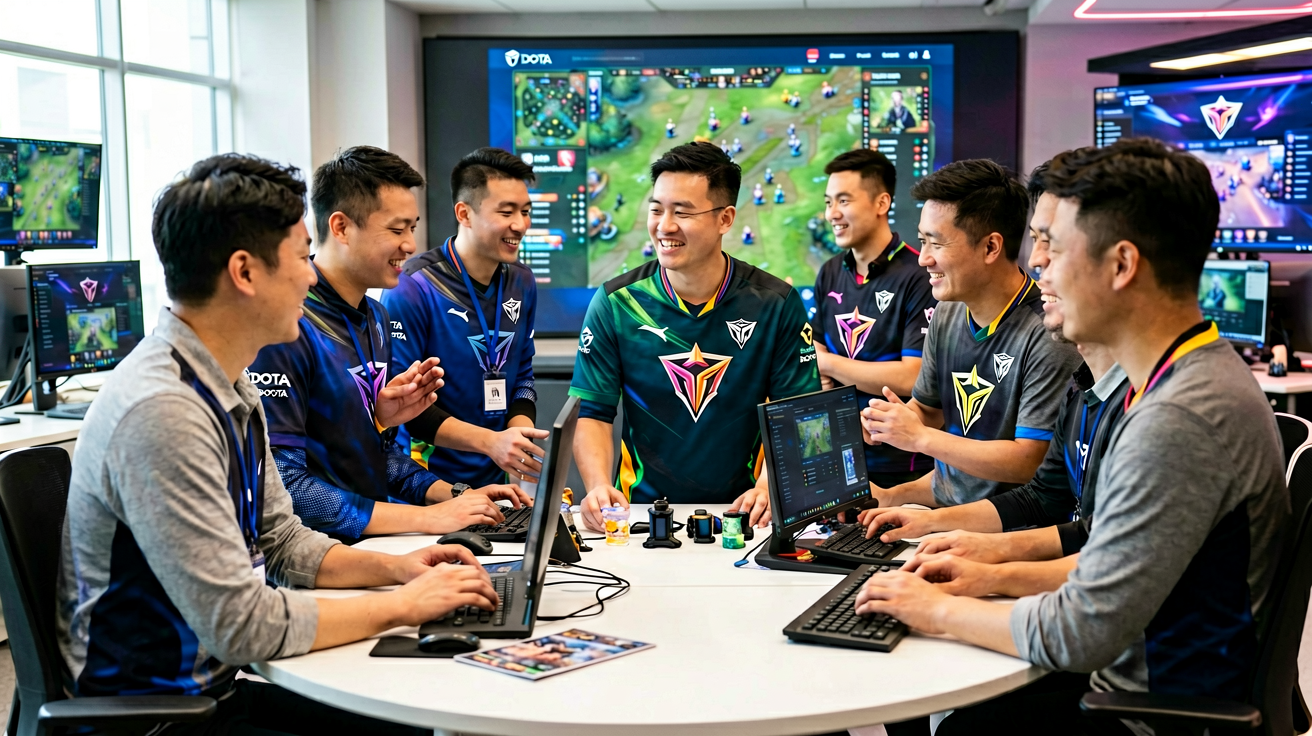 Dota2战队夺冠庆祝时刻